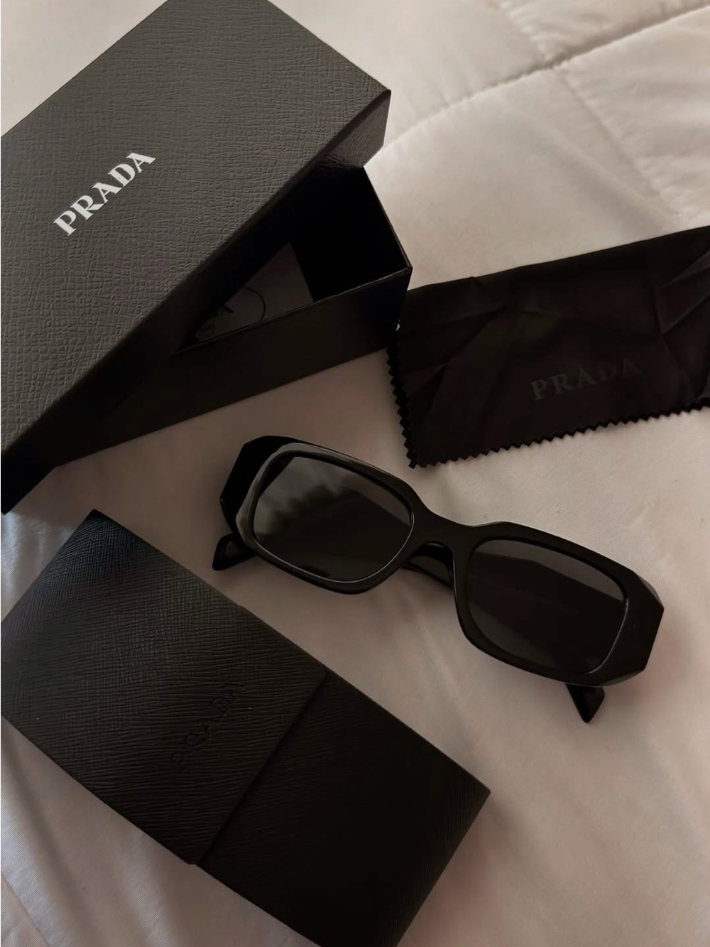 Prada Men’s Black Chunky Rectangular Sunglasses